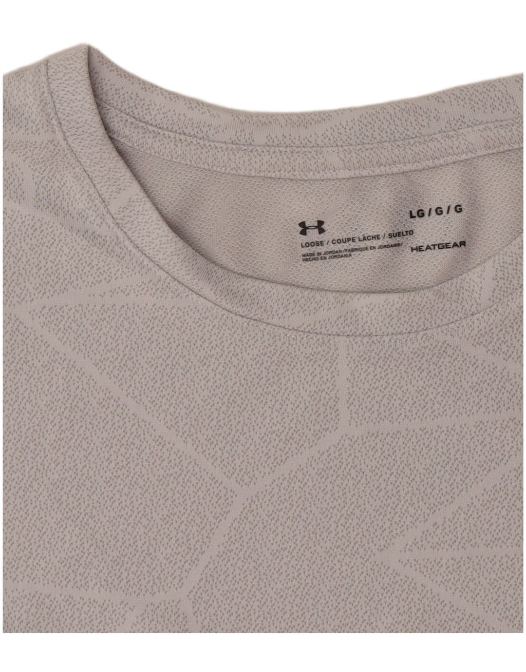 Camiseta masculina Under Armour Heat Gear Top grande poliéster geométrico cinza