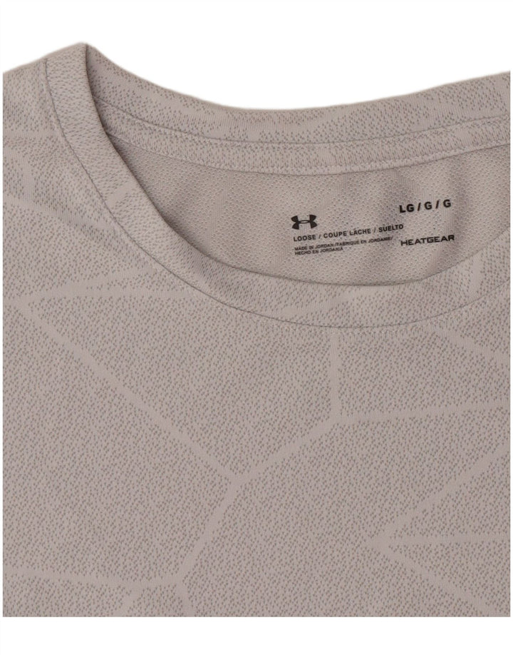 Camiseta masculina Under Armour Heat Gear Top grande poliéster geométrico cinza