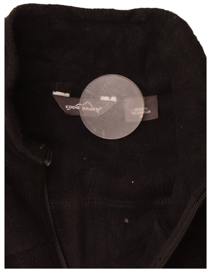 Jaqueta de lã feminina Eddie Bauer UK 12 poliéster preto médio