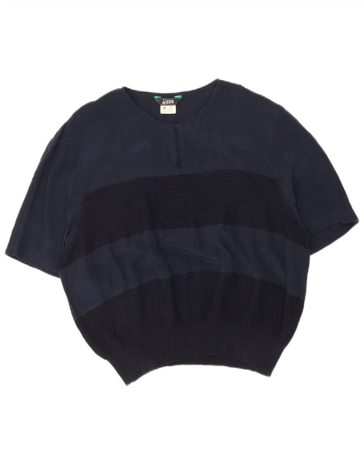 Blusa feminina Donna Mizar Top IT 50 XL azul marinho seda