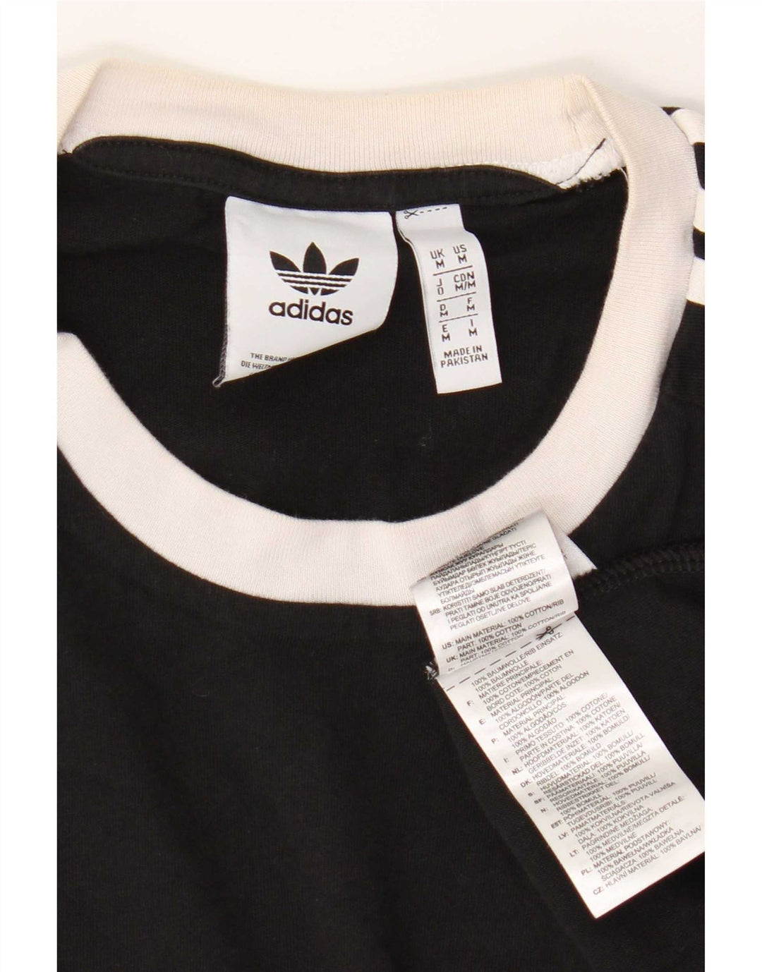 Adidas Mens Camiseta Top Médio Algodão Preto