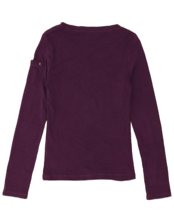 Top feminino Marlboro Classics manga comprida Reino Unido 14 grande algodão roxo
