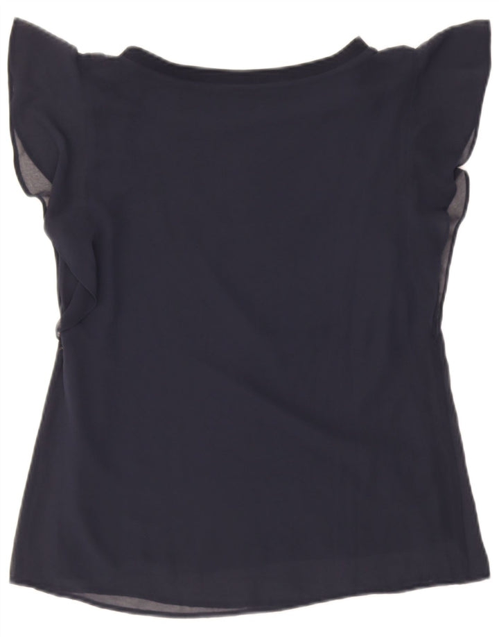 Blusa oversized feminina Zara UK 6 XS azul marinho viscose