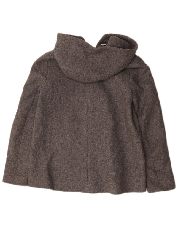 Jaqueta feminina com capuz solto Zara UK 6 XS lã cinza