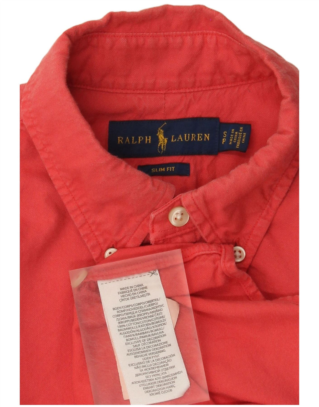 Ralph Lauren Camisa masculina slim fit pequena de algodão vermelho