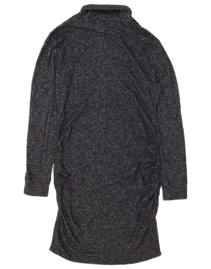 Vestido jumper feminino Athleta com gola redonda Reino Unido 14 médio azul marinho manchado rayon