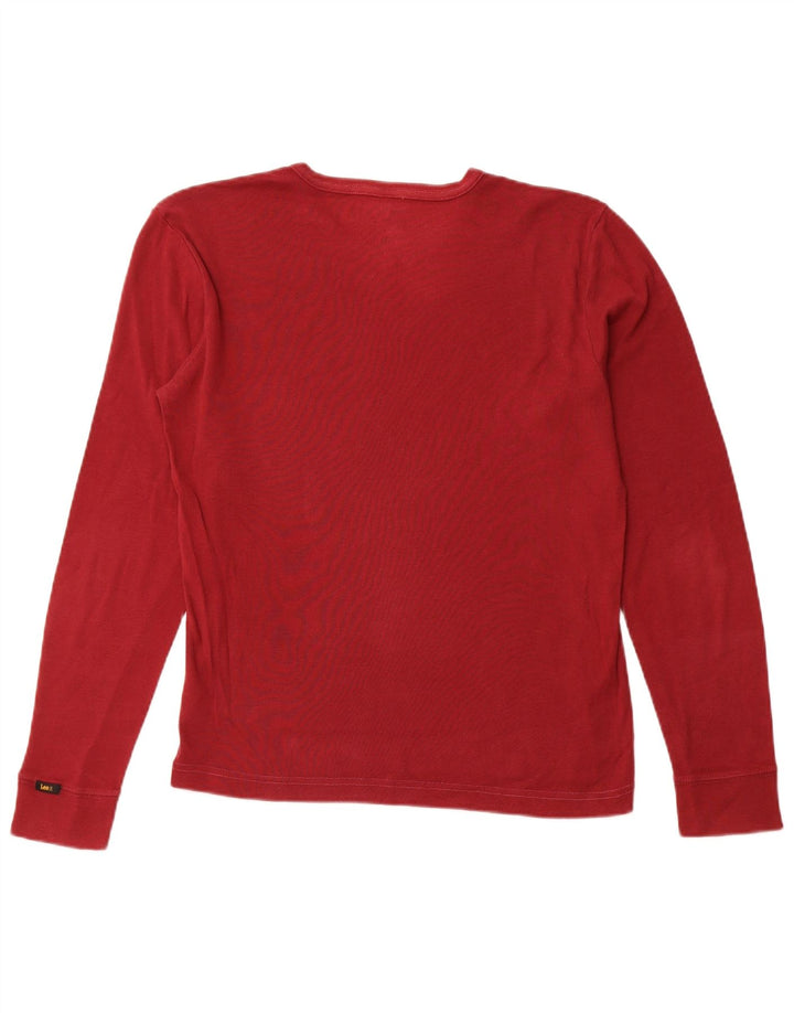LEE Top feminino de manga comprida UK 16 grande algodão vermelho
