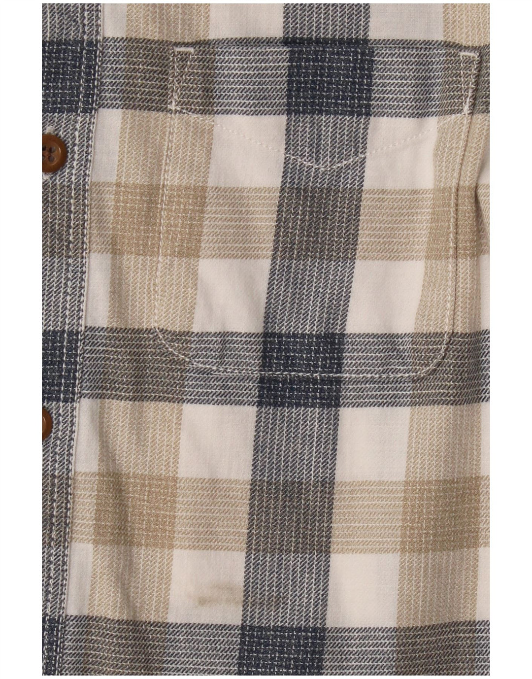 Camisa masculina de flanela Fat Face XS algodão xadrez bege