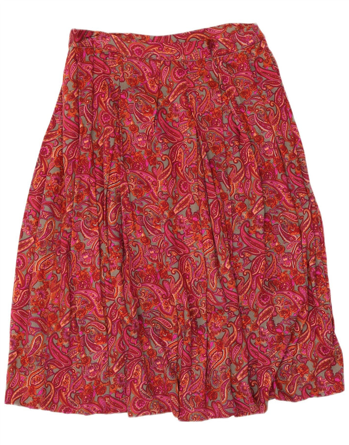 Saia larga feminina vintage W30 Paisley vermelho médio