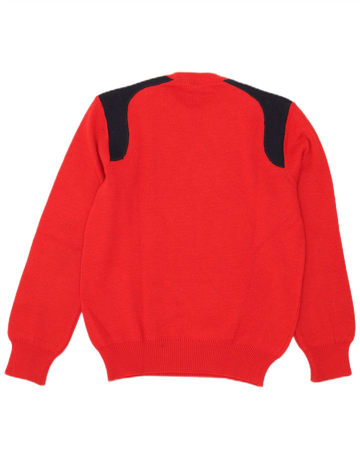 Suéter masculino Life Line com gola redonda e lã colorblock médio vermelho