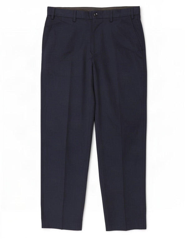 Calça masculina de ajuste regular Marks & Spencer W34 L31 azul marinho poliéster
