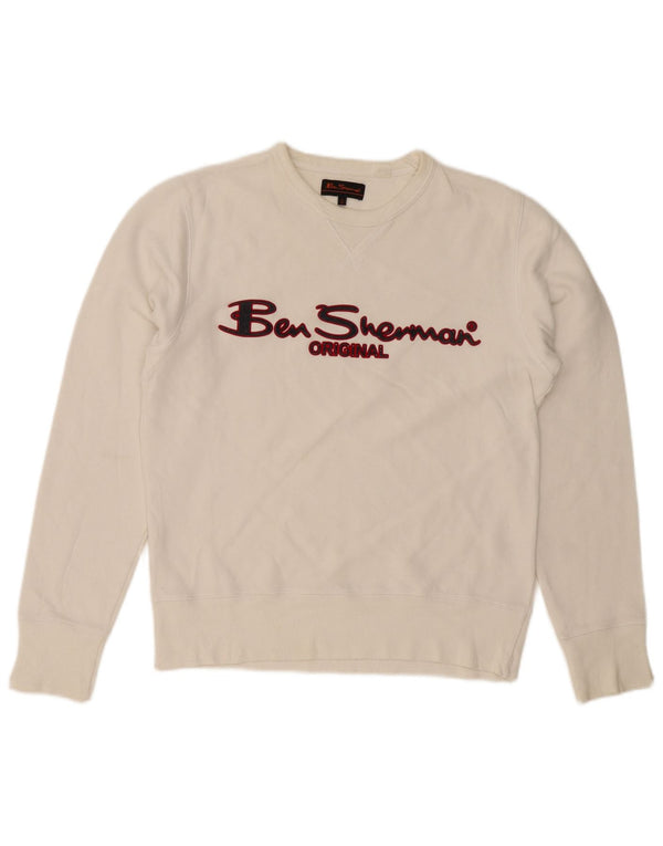 Ben Sherman moletom gráfico masculino jumper médio algodão branco