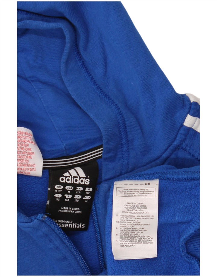 ADIDAS Meninos Zip Hoodie Sweater 11-12 Anos Azul Algodão