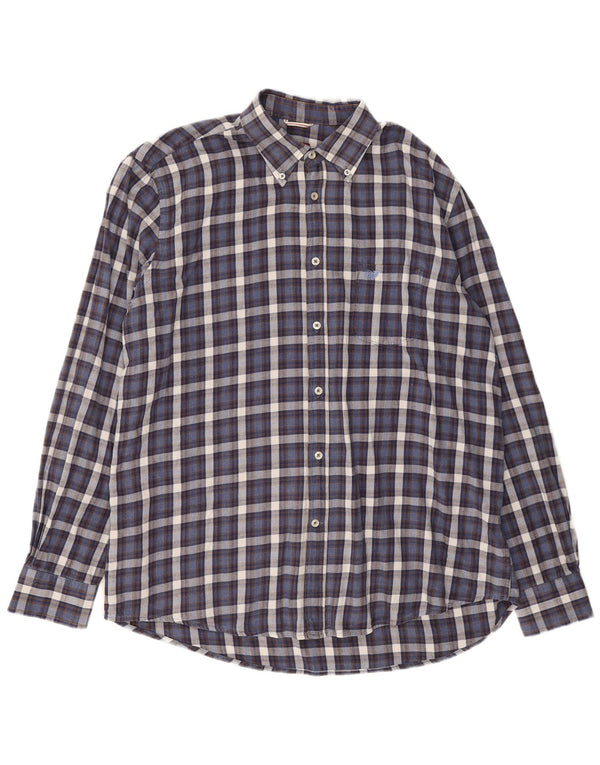 Camisa masculina de flanela Carrera Regular Fit 2XL azul marinho xadrez