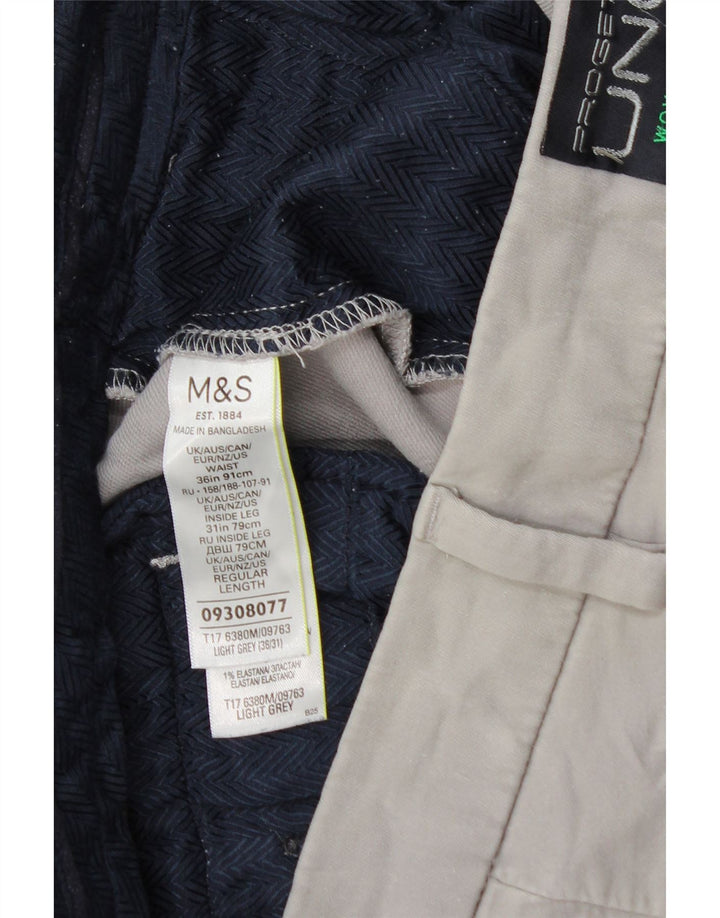 Calça Chino Masculina Marks & Spencer Regular Fit W36 L31 Algodão Cinza