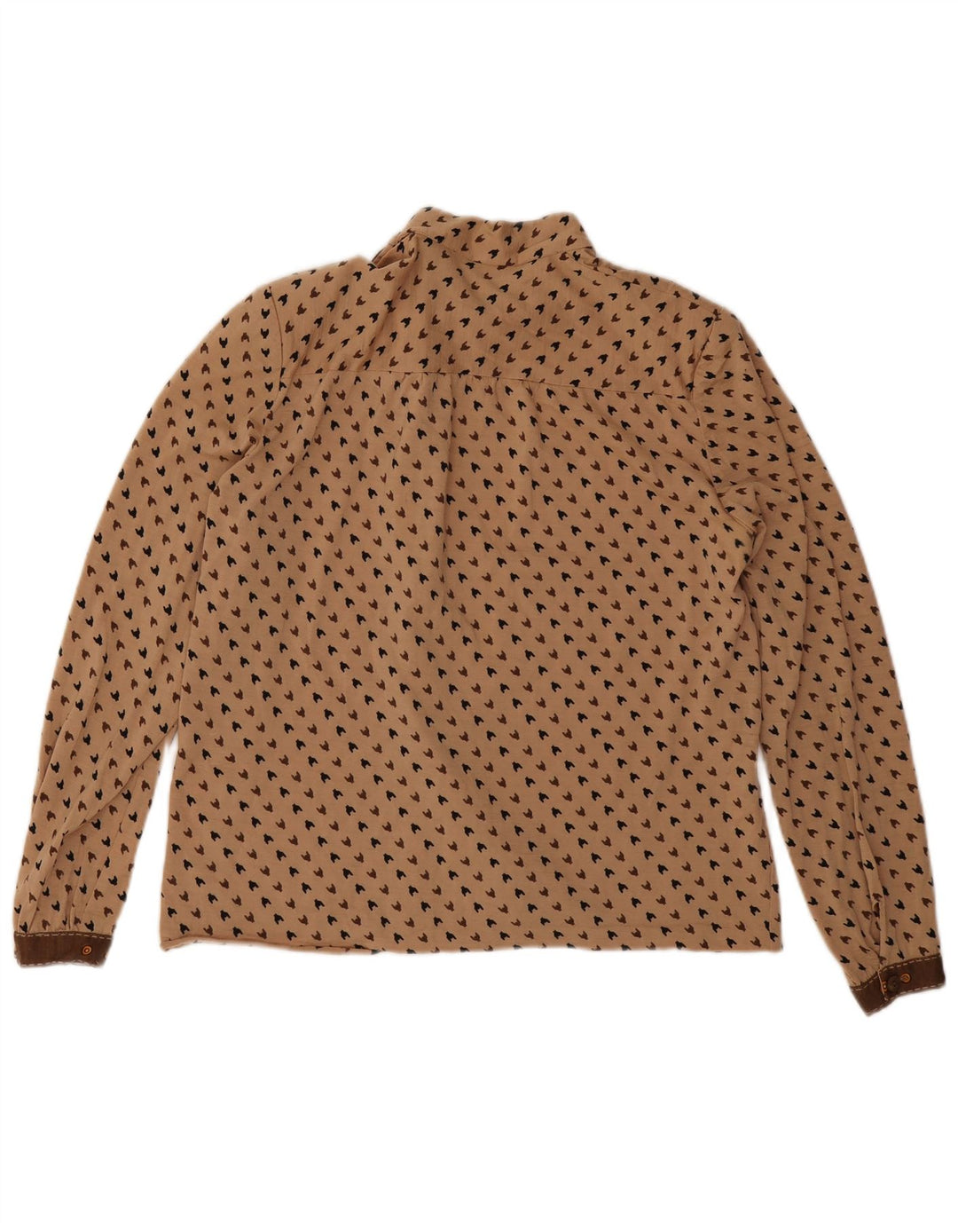 Blusa feminina vintage UK 16 grande houndstooth bege