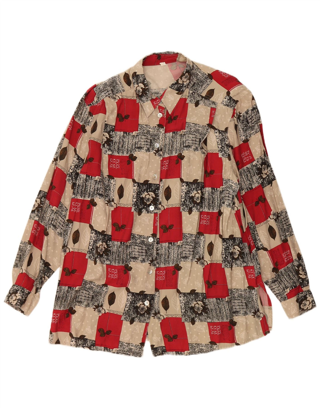 Blusa feminina VINTAGE UK 20 2XL viscose floral multicolorida