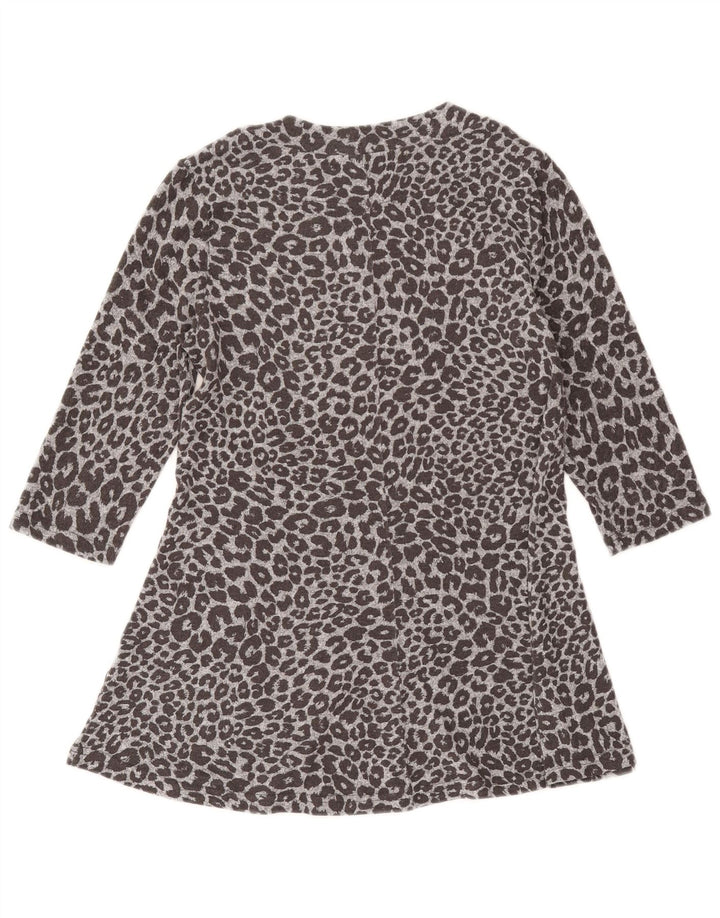 Vestido feminino Marks & Spencer A-Line Reino Unido 12 cinza médio com estampa animal