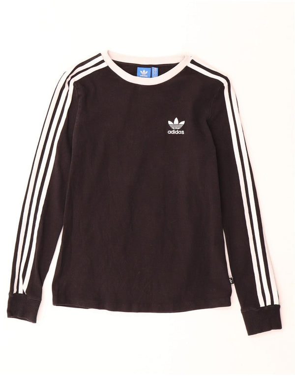 ADIDAS Womens Top Manga Longa UK 10 Pequeno Algodão Preto