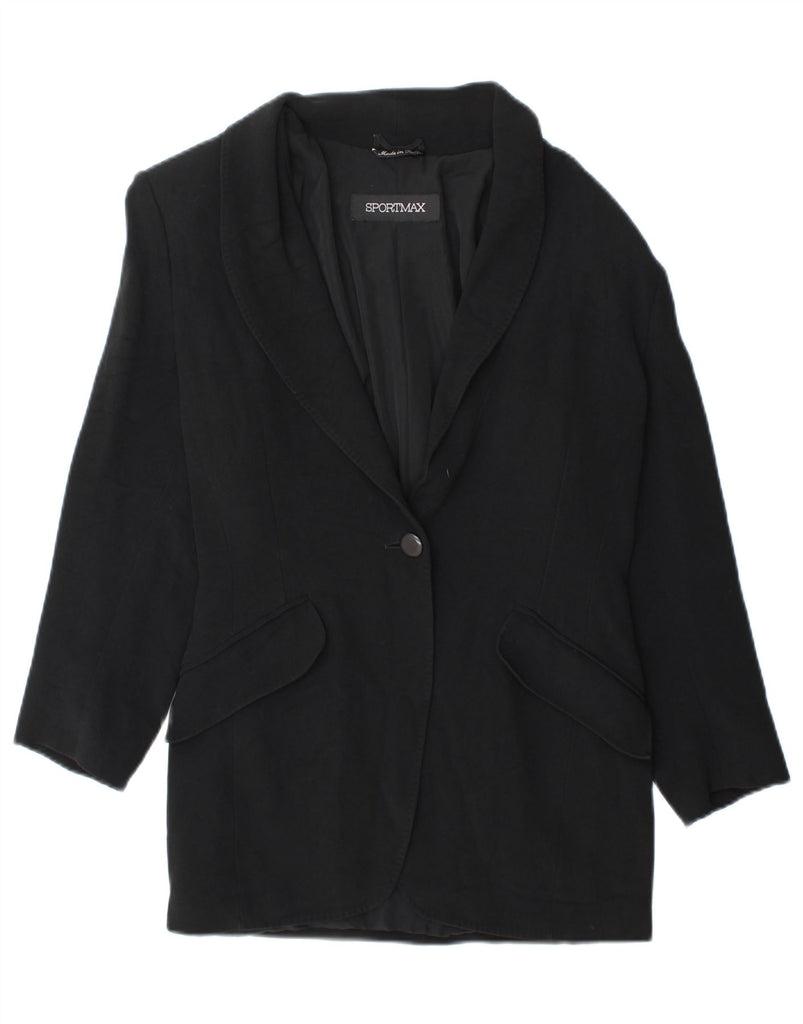 SPORTMAX Womens 1 Button 3/4 Sleeve Blazer Jacket UK 12 Medium Black Vintage Sportmax and Second-Hand Sportmax from Messina Hembry 