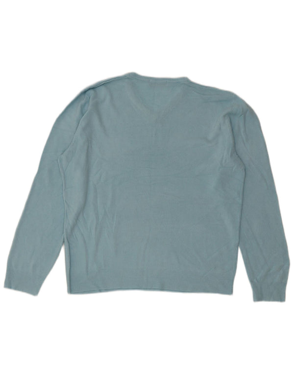 Suéter masculino Marks & Spencer Blue Harbor com decote em V grande acrílico