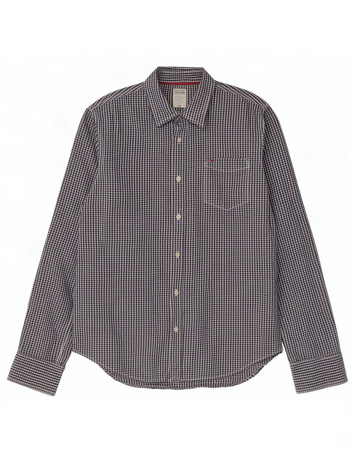 Camisa masculina Tommy Hilfiger grande algodão guingão azul marinho