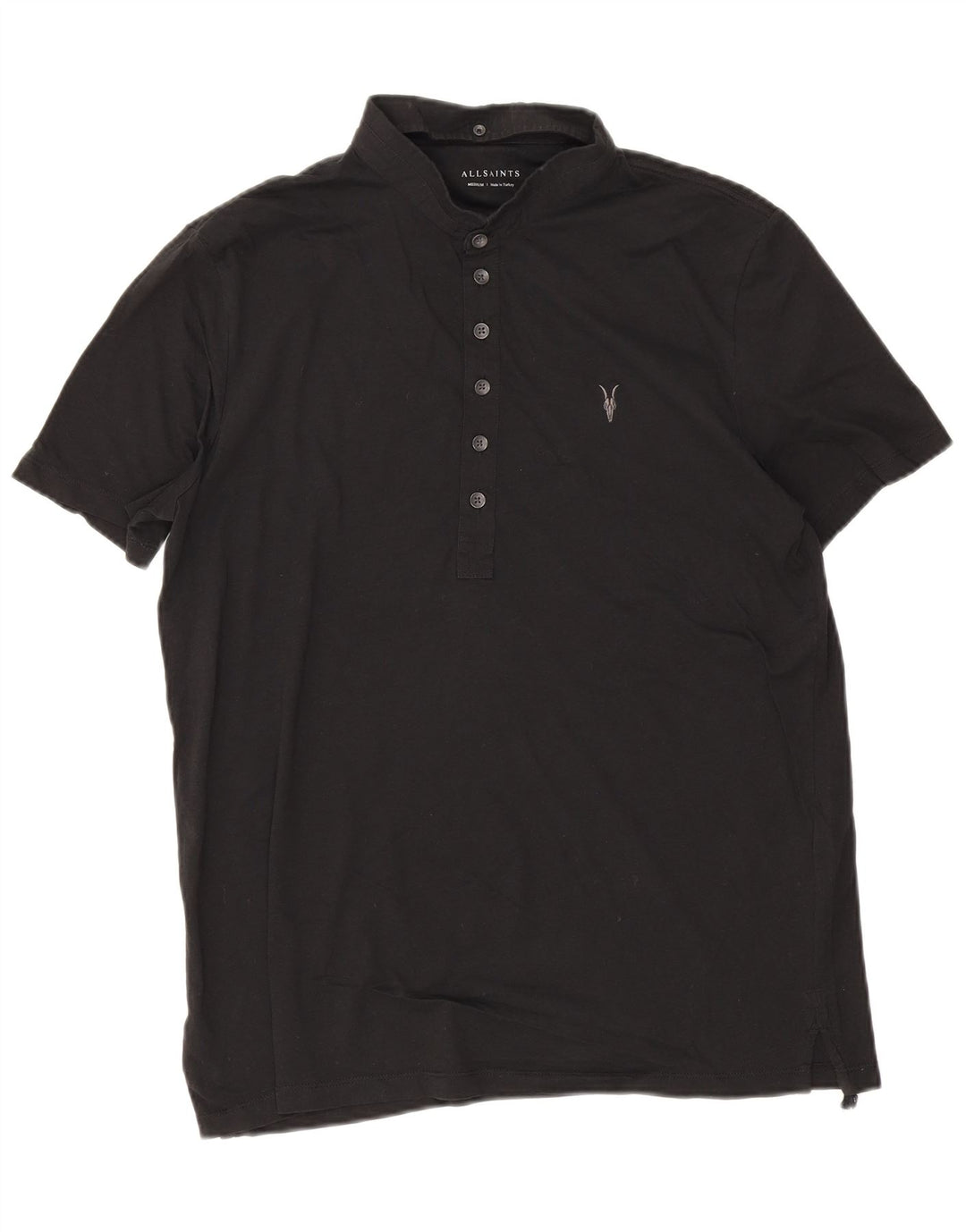 Camisa polo masculina All Saints de algodão preto médio