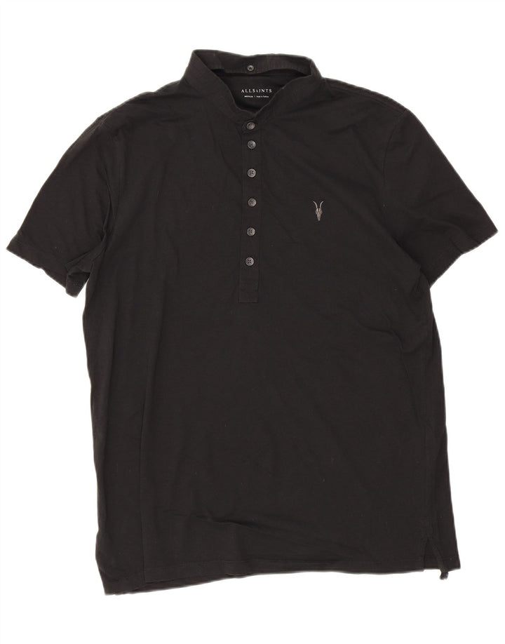 Camisa polo masculina All Saints de algodão preto médio