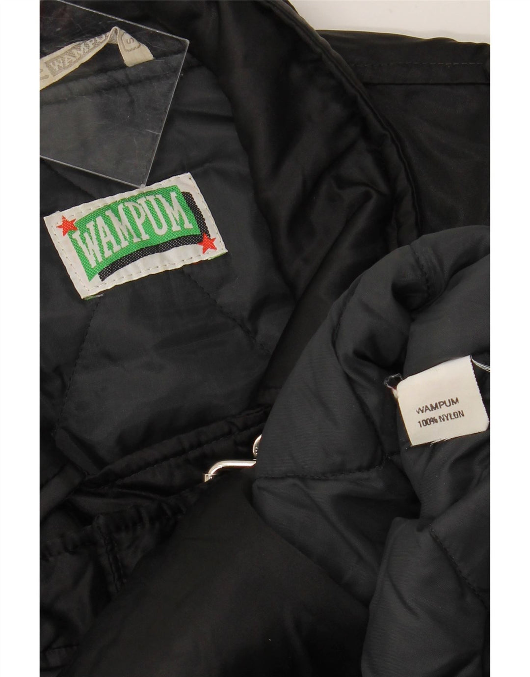 Jaqueta feminina grande para motociclista WAMPUM Reino Unido 10 pequena preta de nylon