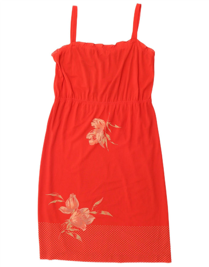 Vestido de verão feminino vintage IT 46 grande triacetato floral vermelho