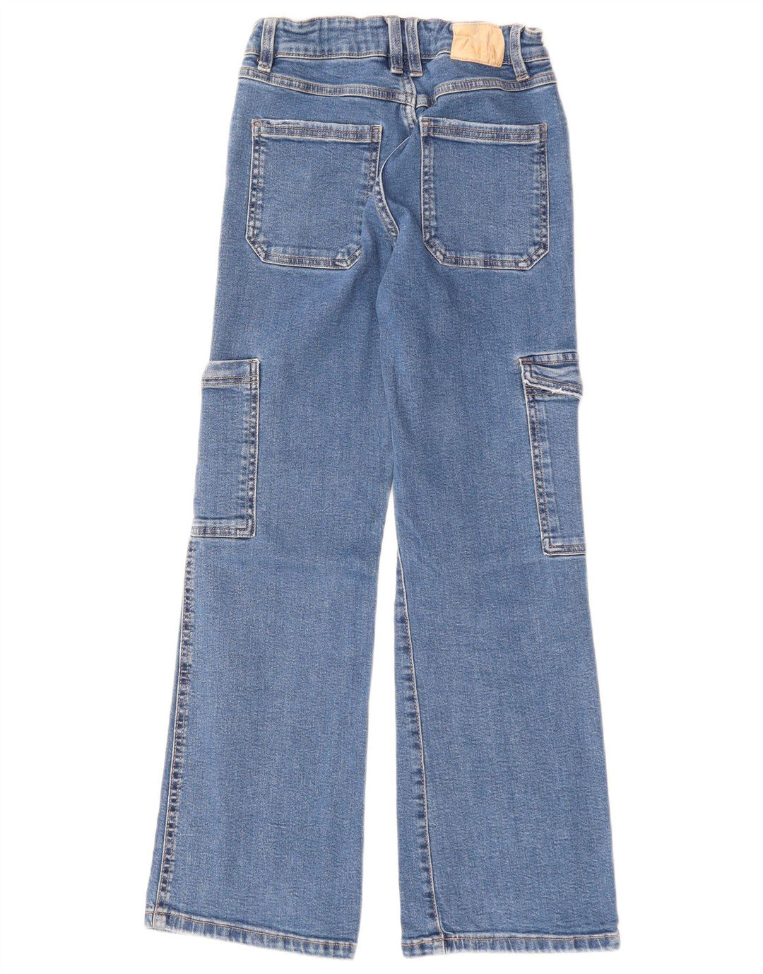 ZARA Boys Jeans de cintura alta com perna larga 13-14 anos W26 L28 algodão azul