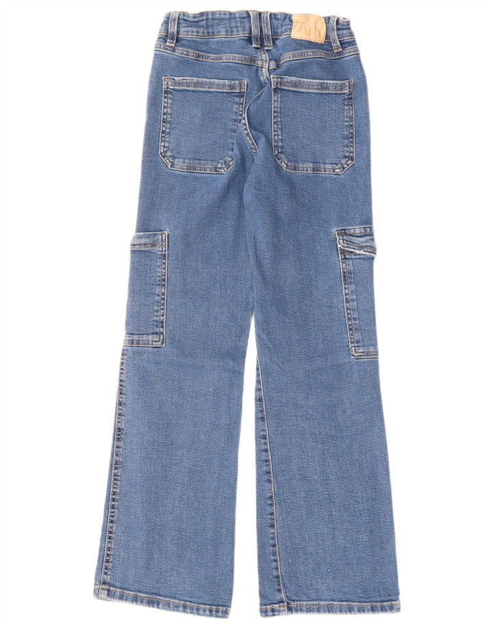 ZARA Boys Jeans de cintura alta com perna larga 13-14 anos W26 L28 algodão azul