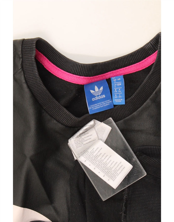 Adidas feminino gráfico oversized moletom jumper reino unido 8 pequeno preto