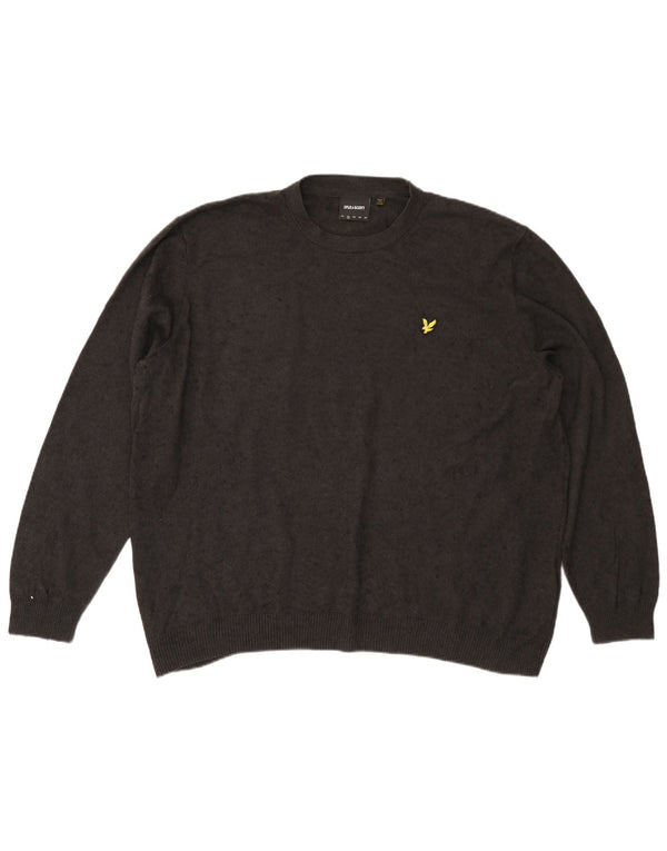 Lyle & Scott Suéter masculino com gola redonda 2XL algodão cinza