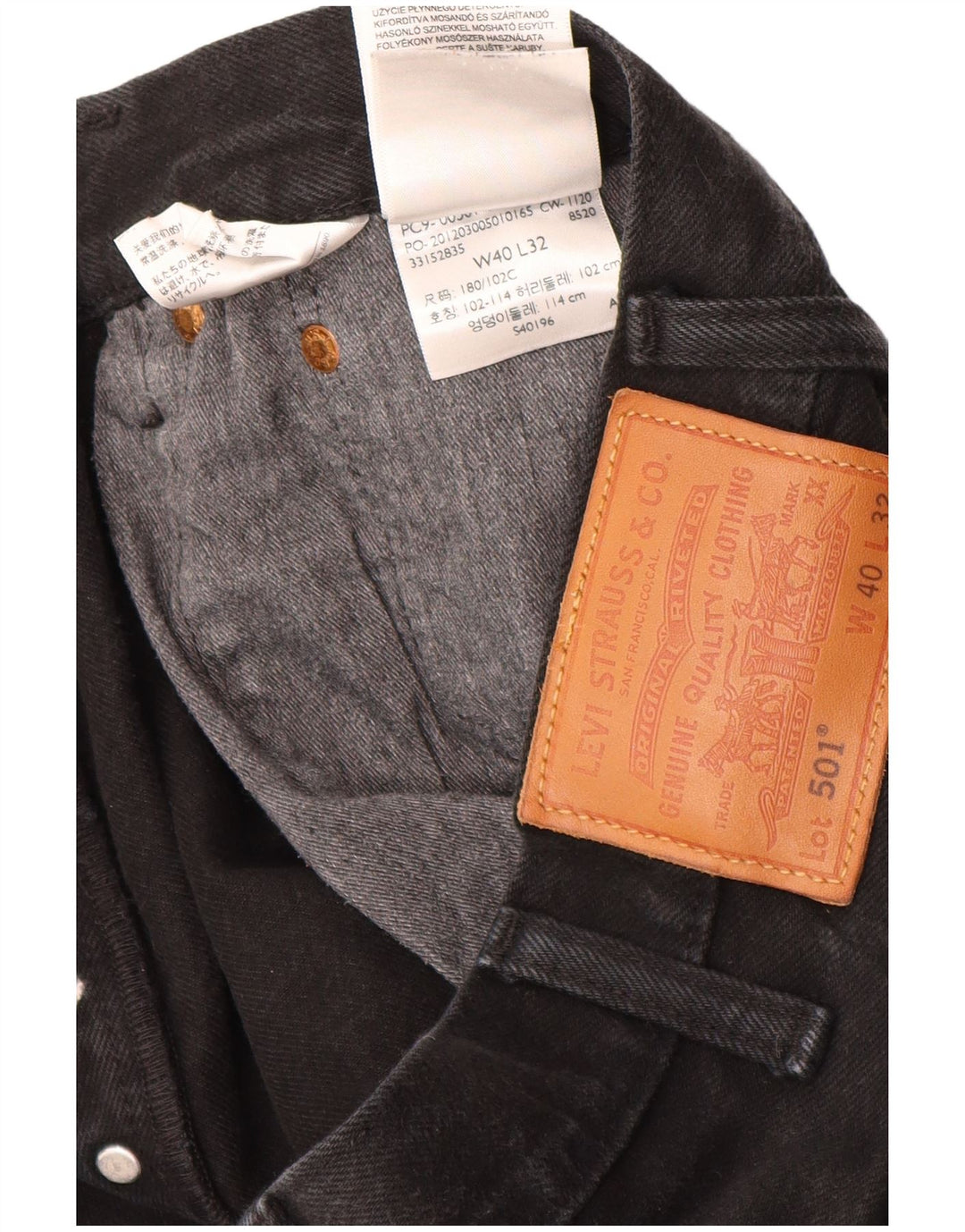 Jeans Levi's 501 Straight Masculino W40 L32 Algodão Preto