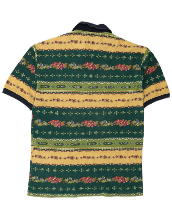 Camisa polo masculina vintage grande algodão floral verde