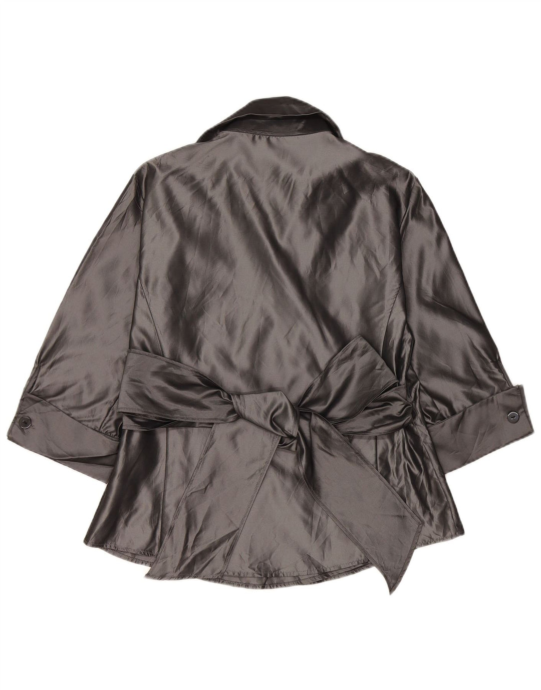 Zara Womens Wrap 3/4 Sleeve Shirt Blouse UK 14 Large Grey Acrylic