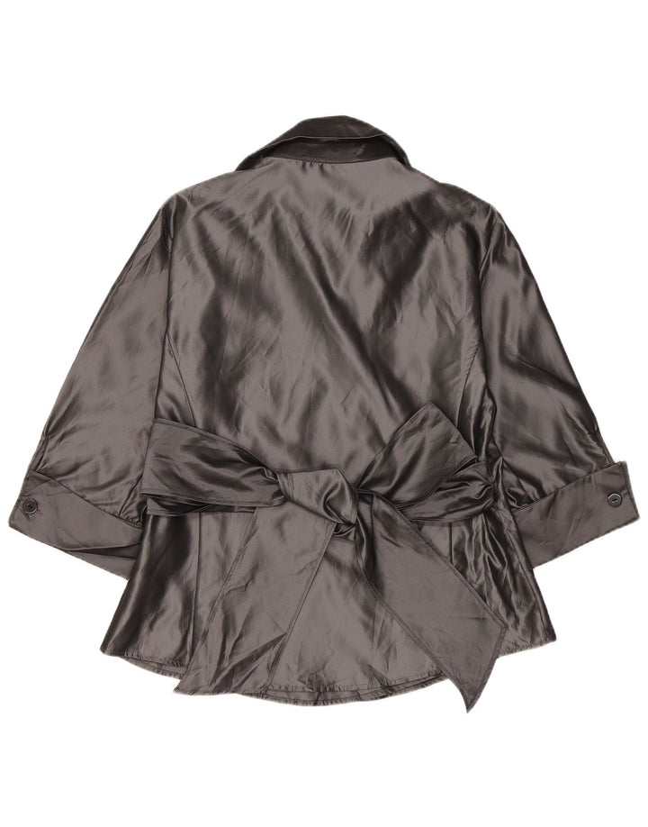 Zara Womens Wrap 3/4 Sleeve Shirt Blouse UK 14 Large Grey Acrylic