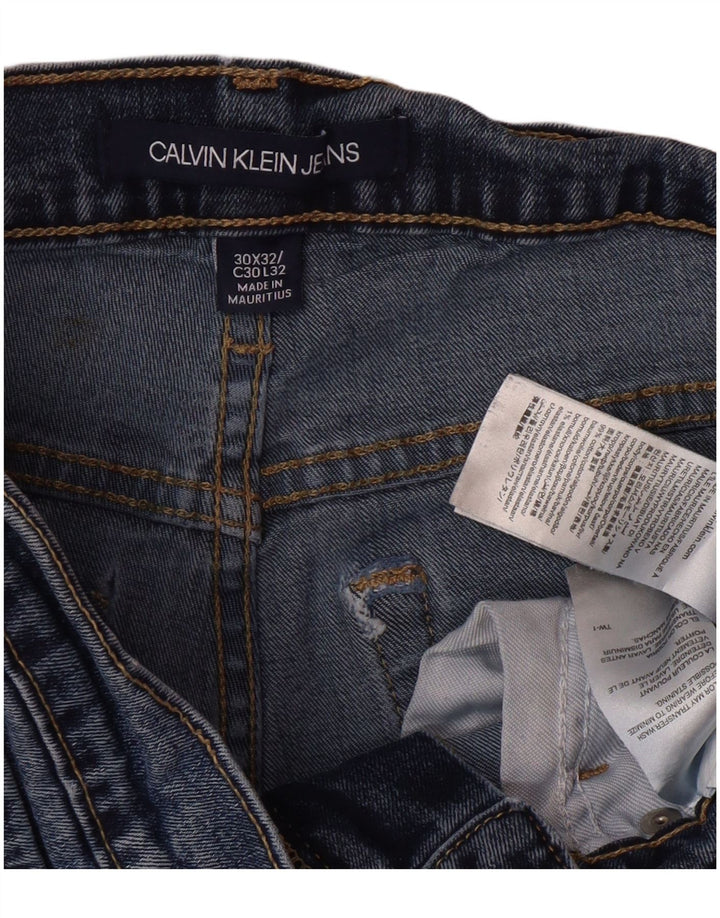 CALVIN KLEIN Mens Jeans Slim W30 L32 Azul Algodão