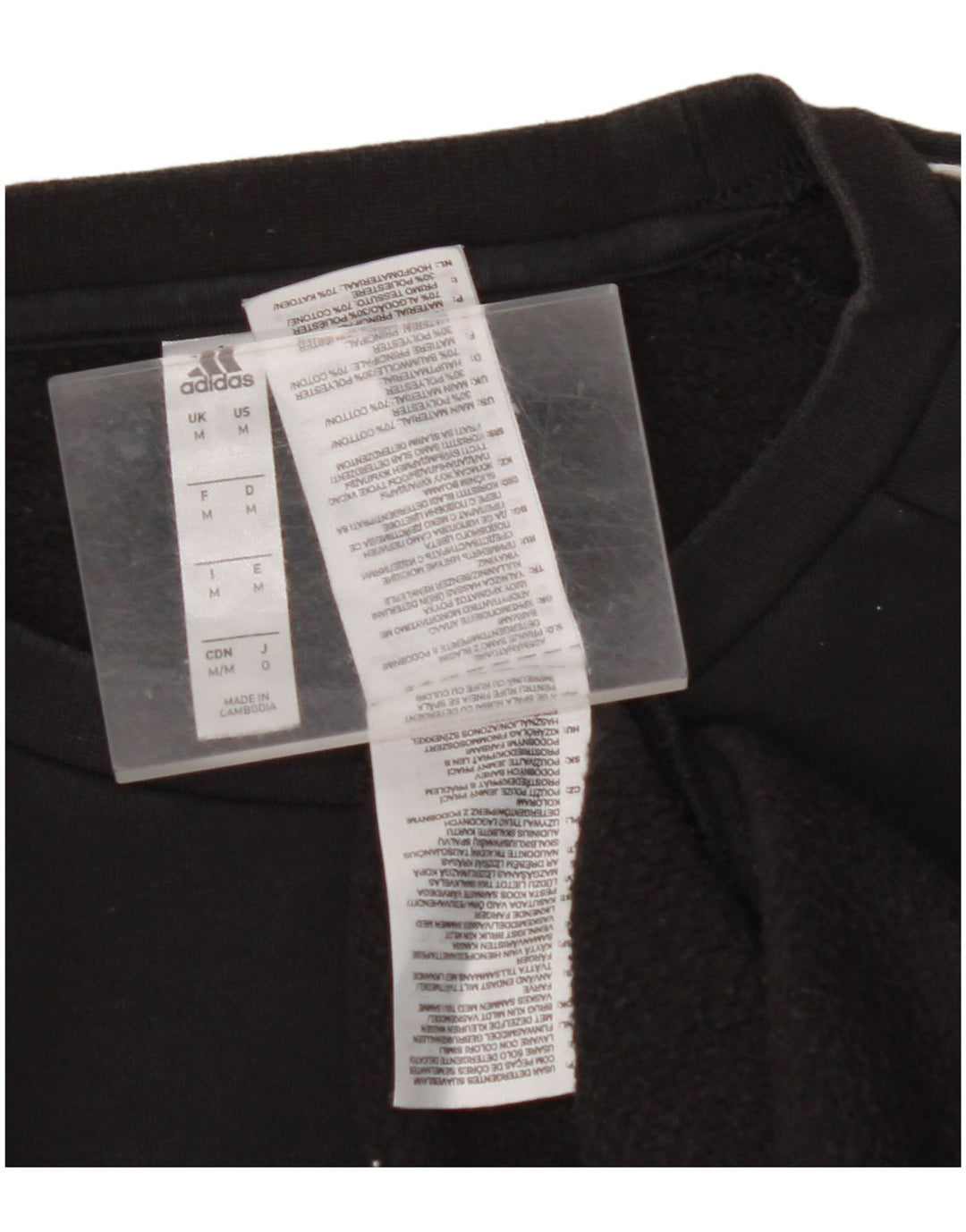 ADIDAS Mens Moletom Jumper Médio Algodão Preto