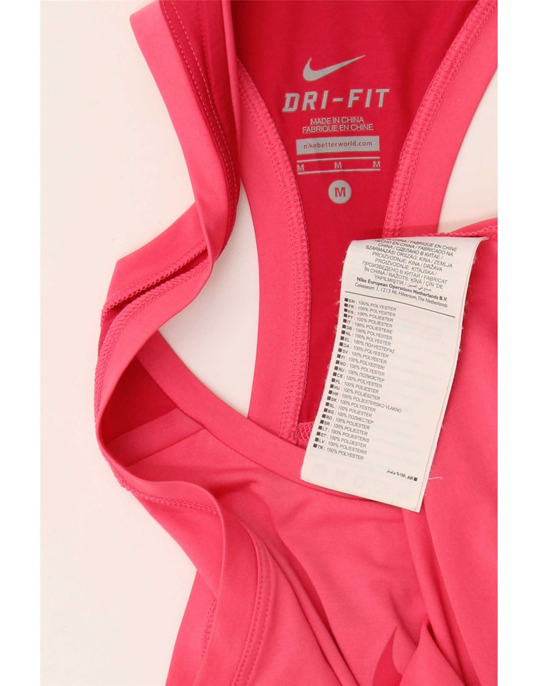 Nike Womens Dri Fit Graphic Vest Top UK 12 Médio Rosa Poliéster