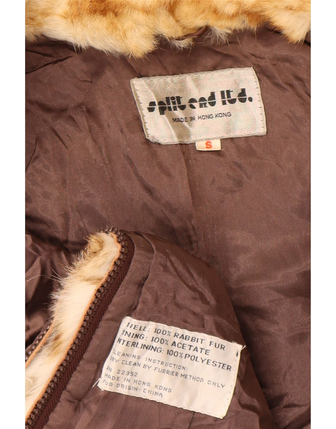 Casaco de pele de grandes dimensões para mulheres Split End Ltd Reino Unido 10 pele de coelho marrom pequena