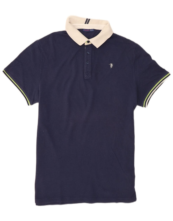 Trussardi Jeans Camisa polo masculina rugby 2XL algodão azul marinho