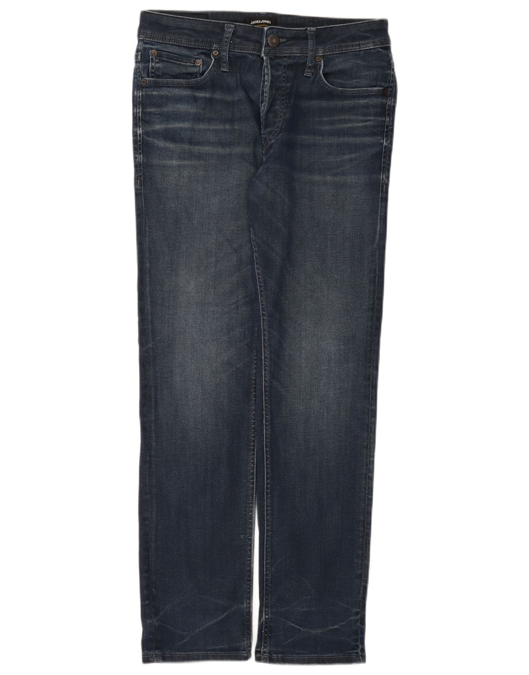 Jeans retos masculinos Jack & Jones W32 L32 algodão azul