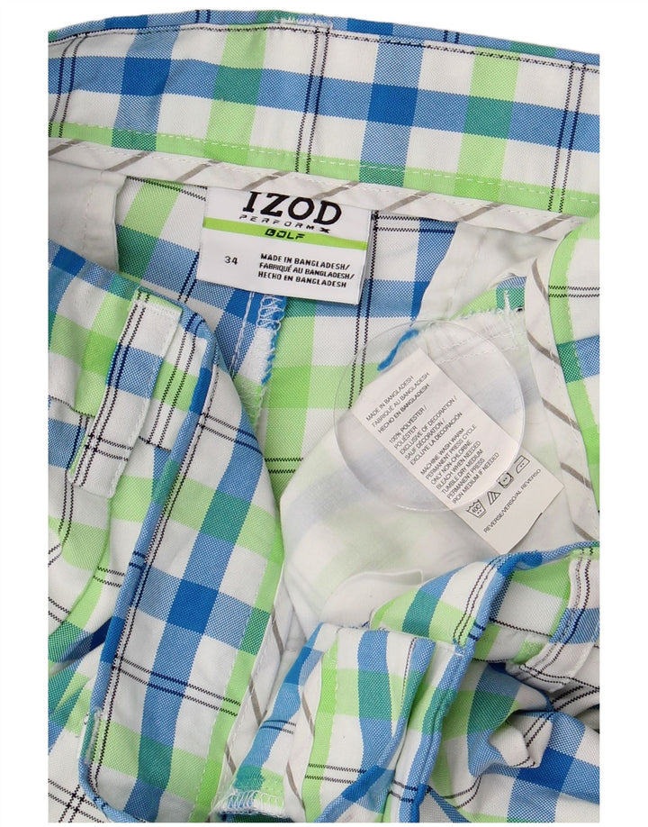 IZOD Mens Golf Chino Shorts W34 Grande poliéster xadrez multicolorido