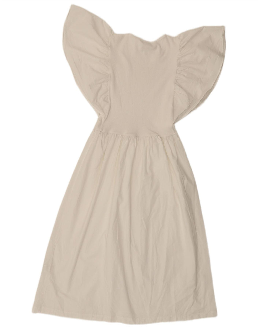 Vestido feminino Zara Batwing A-Line UK 8 pequeno poliéster branco