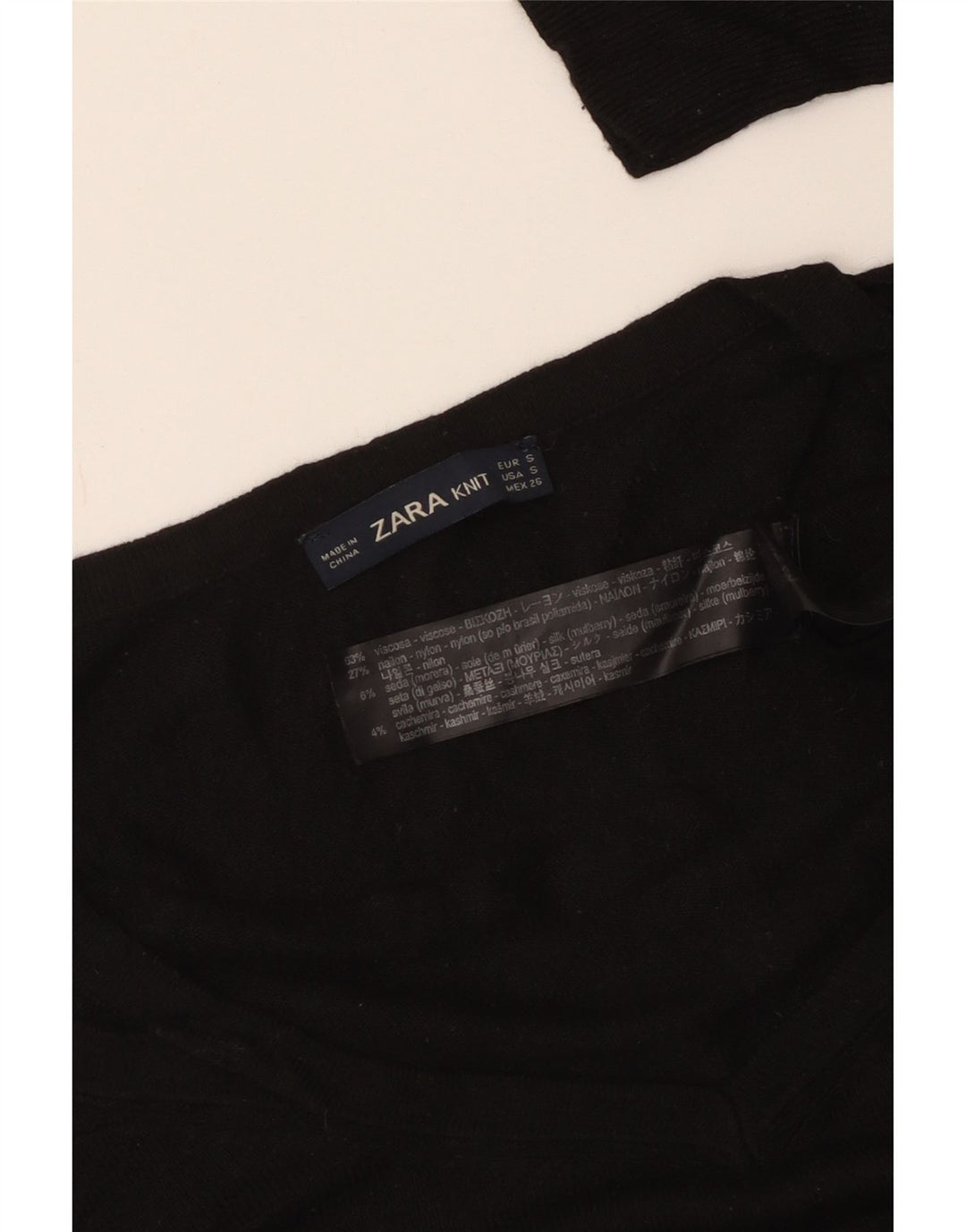 ZARA Suéter feminino oversized com decote em V Reino Unido 10 pequeno preto viscose