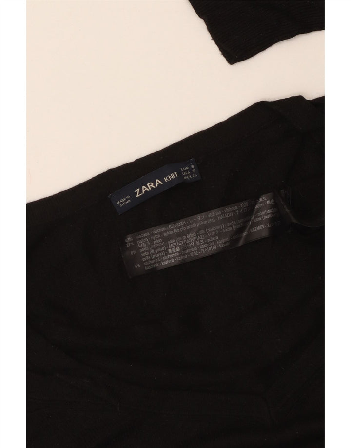 ZARA Suéter feminino oversized com decote em V Reino Unido 10 pequeno preto viscose
