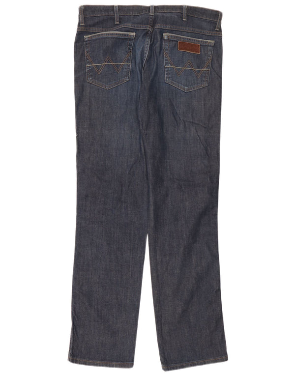 Wrangler Masculino Texas Stretch Straight Jeans W38 L34 Azul Marinho Algodão