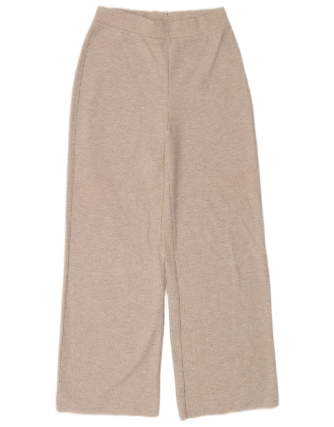 Calça de treino feminina Zara UK 12 poliéster manchado bege médio